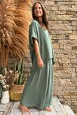 Pure Cotton Santos Keyhole Drape Back Top Khaki